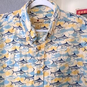 🎄 WOOLRICH HAWAIIAN FISH Camp SHIRT SZ XL Cotton